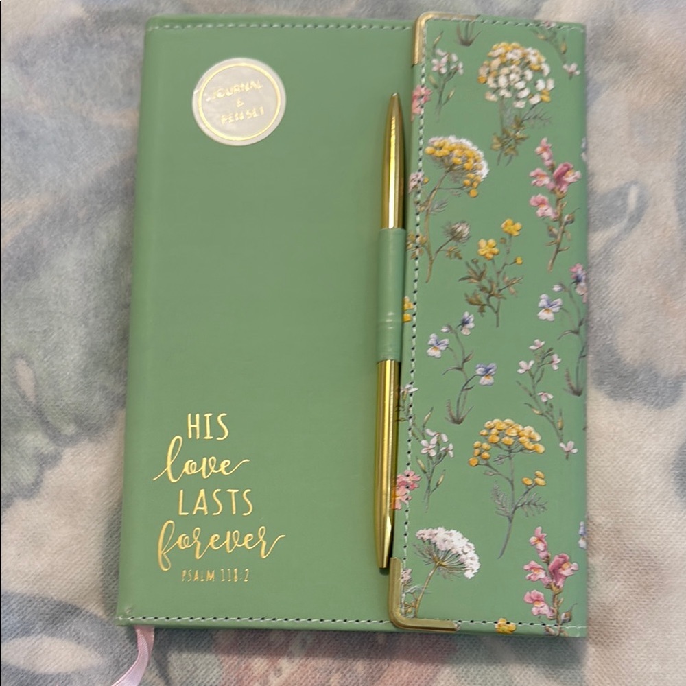 Green Floral Journal with Gold Pen